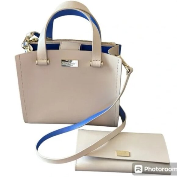 Kate Spade Arbour Hill Leather Cream Blue Bag - Picture 3 of 9